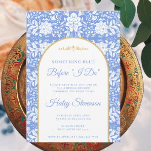 Chinoiserie Bloemige 'Something Blue' Bruiloft Fee Kaart