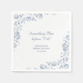 Chinoiserie Bloemige 'Something Blue' Bruiloftsbor Servet (Voorkant)