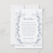 Chinoiserie Bloemige 'Something Blue' Bruiloftsfee Bedankkaart (Voorkant)