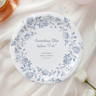 Chinoiserie Bloemige 'Something Blue' Bruiloftsfee Papieren Bordje
