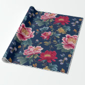 Chinoiserie Bloemmotief Cadeaupapier (Uitgerold)
