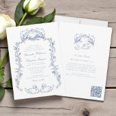 Chinoiserie blue all in one Wedding Invitation Kaart