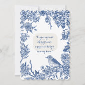 Chinoiserie Blue Bird  Toile Baby shower Kaart (Achterkant)