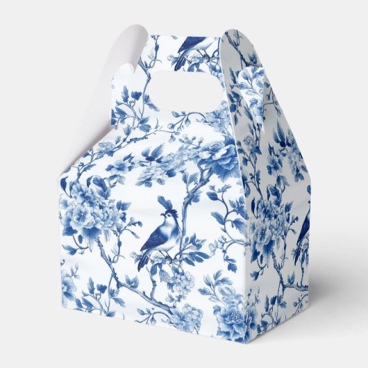 Chinoiserie Blue Birds and Flowers Baby shower Bedankdoosjes (Achterkant)