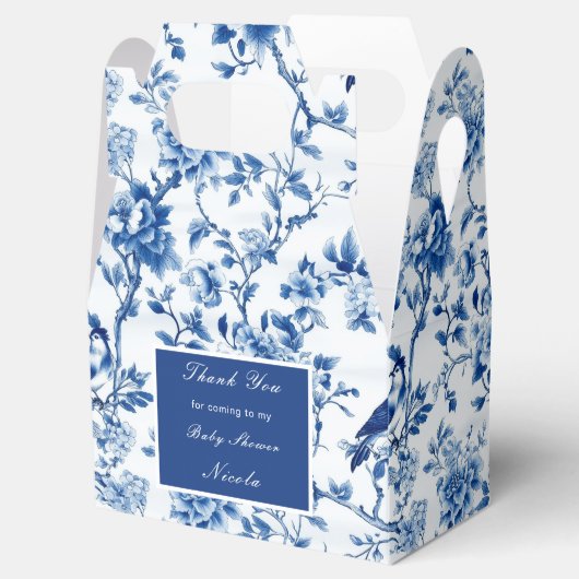 Chinoiserie Blue Birds and Flowers Baby shower Bedankdoosjes (Geopend)