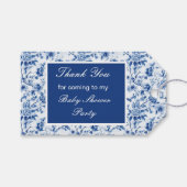 Chinoiserie Blue Birds and Flowers Baby shower Cadeaulabel (Voorkant (Horizontaal))