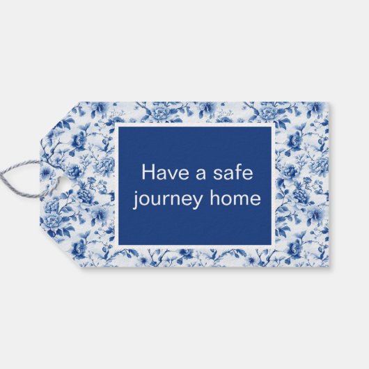 Chinoiserie Blue Birds and Flowers Baby shower Cadeaulabel (Achterkant Horizontaal)