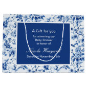 Chinoiserie Blue Birds and Flowers Baby shower Groot Cadeauzakje (Achterkant)