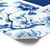 Chinoiserie Blue Birds and Flowers Baby shower Poster (Hoek)