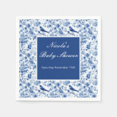 Chinoiserie Blue Birds and Flowers Baby Shower Servet (Voorkant)