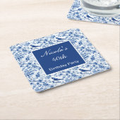 Chinoiserie Blue Birds and Flowers Birthday Kartonnen Onderzetters (Schuin)
