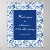 Chinoiserie Blue Birds and Flowers Bridal Shower Poster (Voorkant)