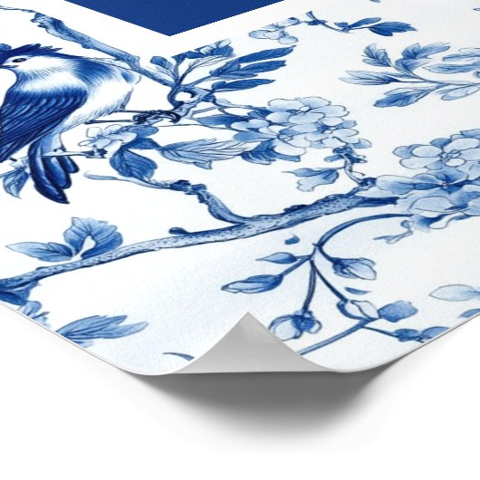 Chinoiserie Blue Birds and Flowers Bridal Shower Poster (Hoek)