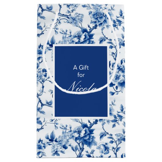 Chinoiserie Blue Birds and Flowers Vrijgezellenfee Klein Cadeauzakje (Achterkant)