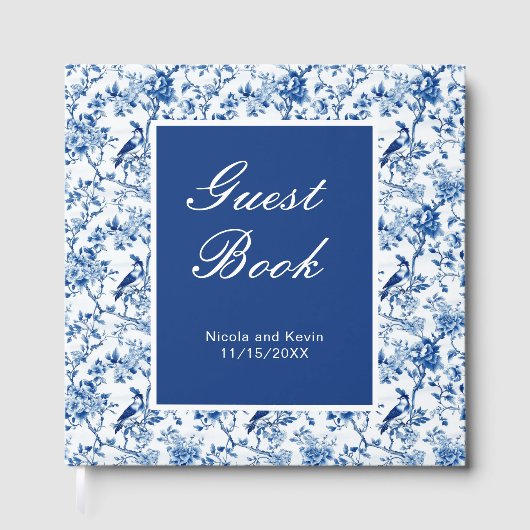 Chinoiserie Blue Birds and Flowers Wedding Gastenboek (Voorkant)