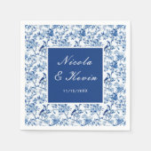 Chinoiserie Blue Birds and Flowers Wedding Servet (Voorkant)