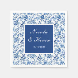 Chinoiserie Blue Birds and Flowers Wedding Servet