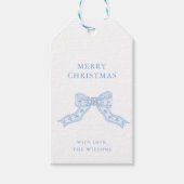 Chinoiserie Blue Bow Ribbon Christmas Gift Label Cadeaulabel (Voorkant)