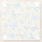  Chinoiserie Blue Butterflies Vervaagd Damask Glazen Onderzetter (Achterkant)