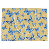  Chinoiserie Blue Butterflies Vervaagd Damask Groot Cadeauzakje (Achterkant)