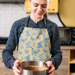 Chinoiserie Blue Butterflies Vervaagd Damask Schort