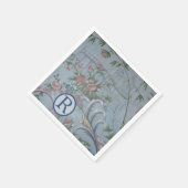 Chinoiserie Blue China Floral Monogram Tuin Roze Servet (Hoek)