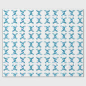 Chinoiserie Blue Chinese dragons geschilderd Cadeaupapier (Vlak)