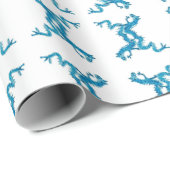 Chinoiserie Blue Chinese dragons geschilderd Cadeaupapier (Rol Hoek)