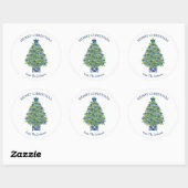 Chinoiserie Blue Christmas Tree Ronde Sticker (Vel)