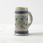 Chinoiserie Blue Echinacea Pattern Bierpul (Voorkant rechts)