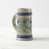 Chinoiserie Blue Echinacea Pattern Bierpul (Voorkant links)