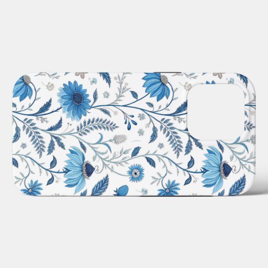 Chinoiserie Blue Echinacea Pattern Case-Mate iPhone Case (Achterkant (horizontaal))