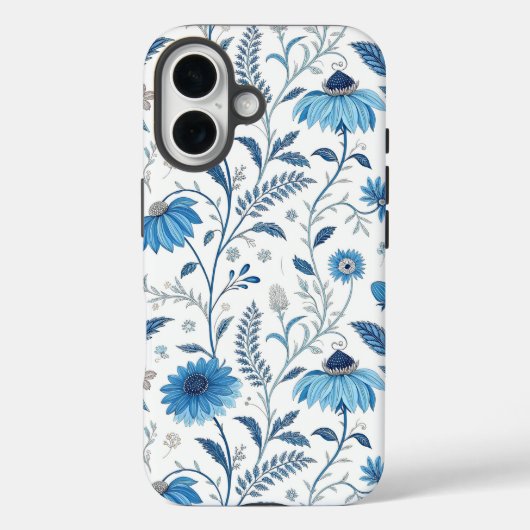 Chinoiserie Blue Echinacea Pattern Case-Mate iPhone Case (Achterkant)
