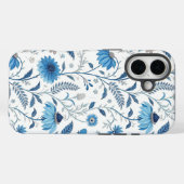 Chinoiserie Blue Echinacea Pattern Case-Mate iPhone Case (Achterkant (horizontaal))