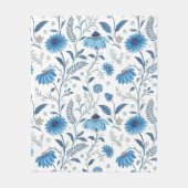 Chinoiserie Blue Echinacea Pattern Fleece Deken (Voorkant)