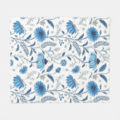 Chinoiserie Blue Echinacea Pattern Fleece Deken (Voorkant (Horizontaal))