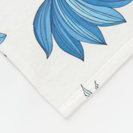 Chinoiserie Blue Echinacea Pattern Fleece Deken (Hoek)