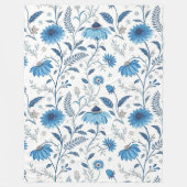 Chinoiserie Blue Echinacea Pattern Fleece Deken (Voorkant)