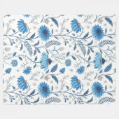 Chinoiserie Blue Echinacea Pattern Fleece Deken (Voorkant (Horizontaal))