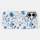 Chinoiserie Blue Echinacea Pattern iPhone 16 Hoesje (Achterkant horizontaal)