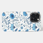 Chinoiserie Blue Echinacea Pattern iPhone Hoesje (Achterkant horizontaal)