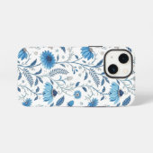 Chinoiserie Blue Echinacea Pattern iPhone Hoesje (Achterkant horizontaal)
