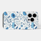 Chinoiserie Blue Echinacea Pattern iPhone Hoesje (Achterkant horizontaal)