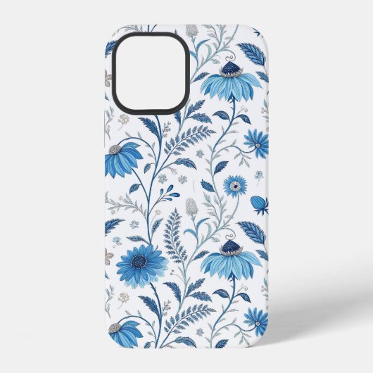 Chinoiserie Blue Echinacea Pattern iPhone Hoesje (Achterkant)