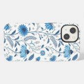 Chinoiserie Blue Echinacea Pattern iPhone Hoesje (Achterkant horizontaal)