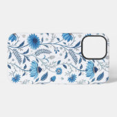Chinoiserie Blue Echinacea Pattern iPhone Hoesje (Achterkant horizontaal)