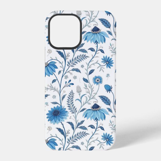 Chinoiserie Blue Echinacea Pattern iPhone Hoesje (Achterkant)