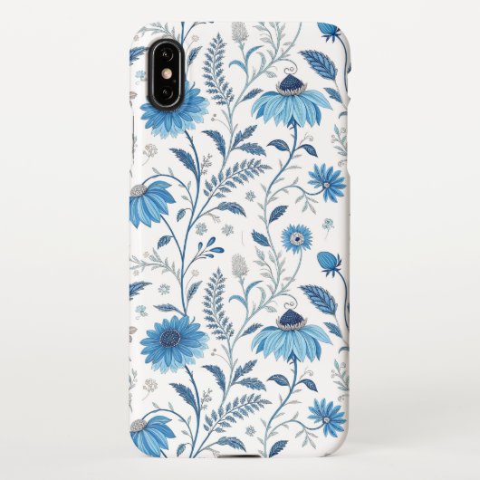 Chinoiserie Blue Echinacea Pattern iPhone Hoesje (Achterkant)