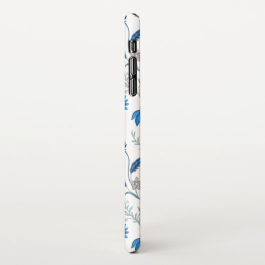 Chinoiserie Blue Echinacea Pattern iPhone Hoesje (Linkerkant)