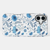 Chinoiserie Blue Echinacea Pattern iPhone Hoesje (Achterkant horizontaal)
